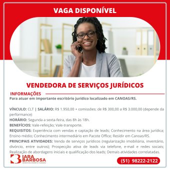 Vendedora de serviços jurídicos