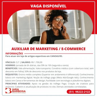 Auxiliar de marketing e e-commerce 