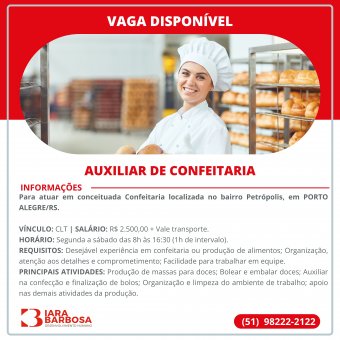 Auxiliar de confeitaria 
