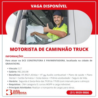 Motorista de truck - Gravataí