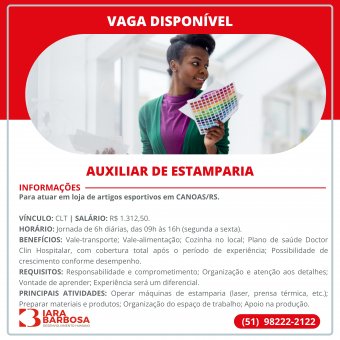 Auxiliar de estamparia