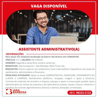 Assistente administrativo Canoas  