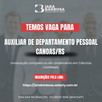 Auxiliar de departamento pessoal CANOAS